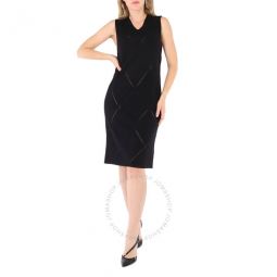 Ladies Black Wool-Blend Midi Dress, Size X-Small