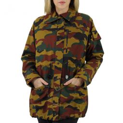 Ladies Boyfriend Fit Camouflage Print Jacket, Brand Size 8 (US Size 6)