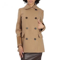 Ladies Brown Wool Pea Coat, Brand Size 10 (US Size 8)