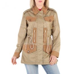 Ladies Camel Melange Cotton Gabardine Coat, Brand Size 6 (US Size 4)