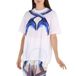 Ladies Carrick Short Sleeve Mermaid Tail-Print Oversized T-Shirt, Size X-Large