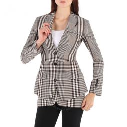 Ladies Check Basque Detail Tailored Jacket, Brand Size 2 (US Size 0)