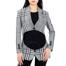 Ladies Check Single-breasted Technical Blazer, Brand Size 10 (US Size 8)