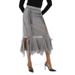 Ladies Cloud Grey Chantilly Lace And Wool Jersey Skirt, Brand Size 6 (US Size 4)