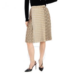 Ladies Contrast Graphic Print Pleated Skirt, Brand Size 12 (US Size 10)