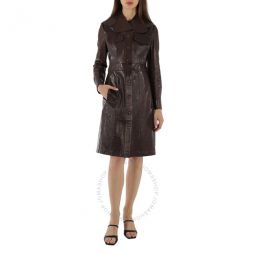 Ladies Dark Brown Detachable Crop Gilet Lambskin Coat, Brand Size 6 (US Size 4)