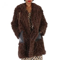 Ladies Dark Brown Penberth Shearling Single-Breasted Coat, Brand Size 4 (US Size 2)