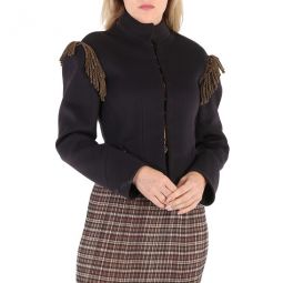 Ladies Dark Navy Braid Detail Military Wool Jacket, Brand Size 36 (US Size 2)