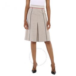 Ladies Ecru Box Pleat Detail Skirt, Brand Size 6 (US Size 4)