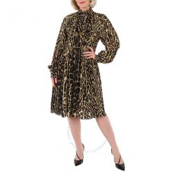 Ladies Embellished Leopard Silk Dress, Brand Size 6 (US Size 4)