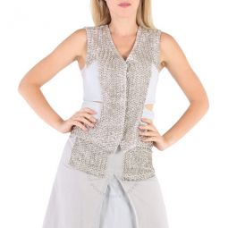 Ladies Faux Crystal Embroidered Mohair Blend Hollow Vest, Brand Size 6 (US Size 4)