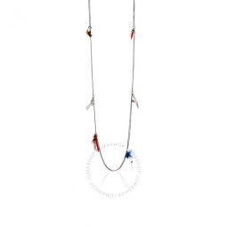 Ladies Feather Charm Palladium-plated Long Necklace