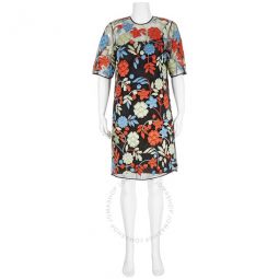 Ladies Floral Applique Silk-wrapped Foam Dress, Brand Size 6 (US Size 4)