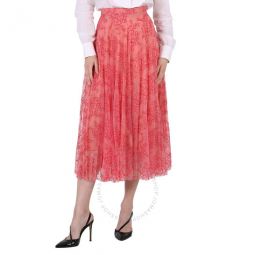 Ladies Formal Apricot Pleat Long Skirts, Brand Size 4 (US Size 2)