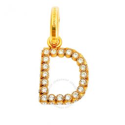 Ladies Gold D Crystal-embellished Letter Charm