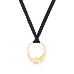 Ladies Gold-Plated Ring Detail Silk Necklace