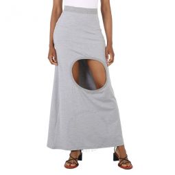 Ladies Grey Melange Stretch Silk Jersey Step-through Skirt, Brand Size 8 (US Size 6 )
