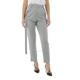 Ladies Heather Melange Strap Detail Jersey Tailored Trousers, Brand Size 2 (US Size 0)