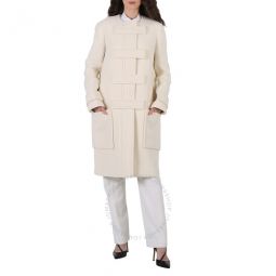 Ladies Ivory Blush Single-Breasted Wool-Blend Coat, Brand Size 4 (US Size 2)