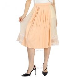 Ladies Lace Detail Silk Soft Peach Skirt, Brand Size 10 (US Size 8)