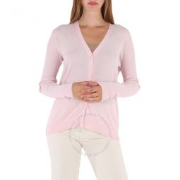 Ladies Light Pink Valerie Monogram Motif Cashmere Silk Cardigan, Size X-Small