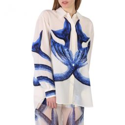 Ladies Mermaid Tail Print Silk Shirt, Brand Size 14