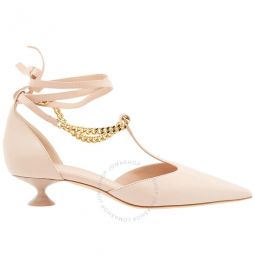 Ladies Nude Welton Chain Detail Leather Pumps, Brand Size 38.5