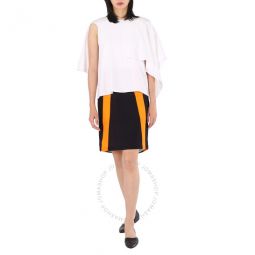 Ladies Optic White Cape Overlay Geometric Print Silk Dress, Brand Size 2 (US Size 0)