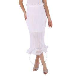 Ladies Optic White Plisse Ruffle Detail Skirt, Brand Size 6 (US Size 4)