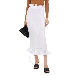 Ladies Optic White Ruffled Midi Skirt, Brand Size 8 (US Size 6)