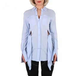 Ladies Pale Blue Sash Detail Jersey Oversized Shirt, Brand Size 12 (US Size 10 )
