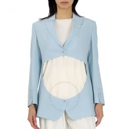 Ladies Pale Blue Wool Step-through Blazer, Brand Size 2 (US Size 0)