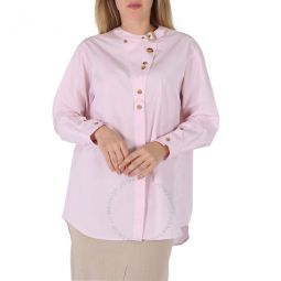 Ladies Pale Pink Stripe Antoinette Buckle Detail Shirt, Brand Size 8 (US Size 6)