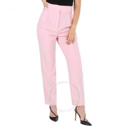 Ladies Pastel Pink Wool High-Waisted Trousers, Brand Size 6 (US Size 4)
