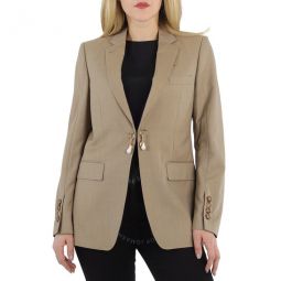 Ladies Pecan Melange Single-Breasted Blazer Jacket, Brand Size 8 (US Size 6)