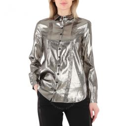 Ladies Pintuck Detail Silk Shirt, Brand Size 2 (US Size 0)