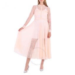 Ladies Pleated Lace Dress In Powder Pink, Brand Size 2 (US Size 0)