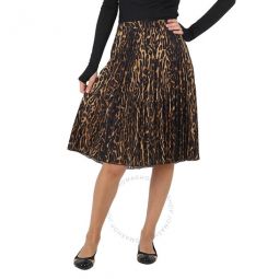 Ladies Rersby Leopard Print Pleated Skirt, Brand Size 2 (US Size 0)