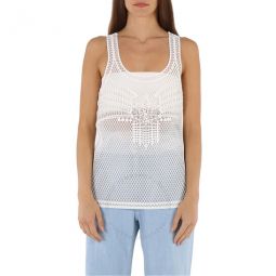 Ladies Silicone Lace Tank Top In White, Size X-small