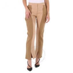 Ladies Soft Fawn Wide Leg Smart Trousers, Brand Size 8 (US Size 6)