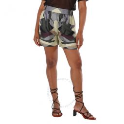 Ladies Tawney Camouflage Print Mulberry Silk Shorts, Brand Size 8 (US Size 6)