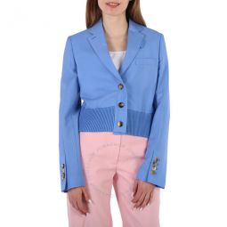 Ladies Vivid Cobalt Mohair-Wool Tailored Blazer Jacket, Brand Size 2 (US Size 0)