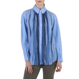 Ladies Vivid Cobalt Silk Pleated Shirt, Brand Size 8 (US Size 6)