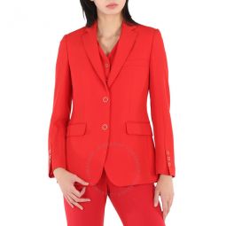 Ladies Waistcoat Panel Wool Tailored Jacket In Bright Red, Brand Size 6 (US Size 4)