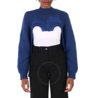 Ladies Warm Royal Blue Cut-Out Knit Technical Reconstructed Sweater, Size X-Large