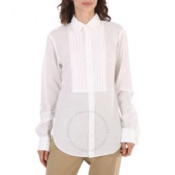 Ladies White Ribbed Panel Shirt, Size XX-Small