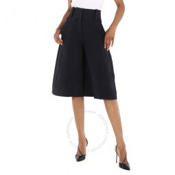 Ladies Wool Silk Wide-leg Culottes In Black, Brand Size 4 (US Size 2)