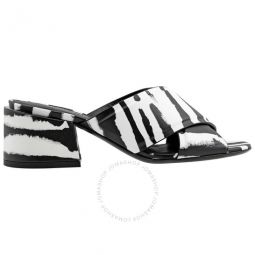 Ladies Zebra Print Leather Sandals, Brand Size 39.5
