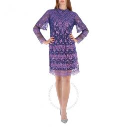 Laminated Lace Cape Sleeve Dress In Bright Purple, Brand Size 6 (US Size 4)