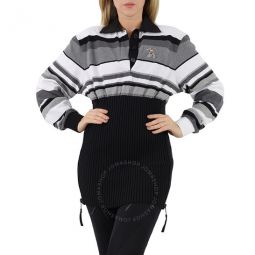 Long-sleeve Striped Cotton Reconstructed Polo Shirt, Size X-Small